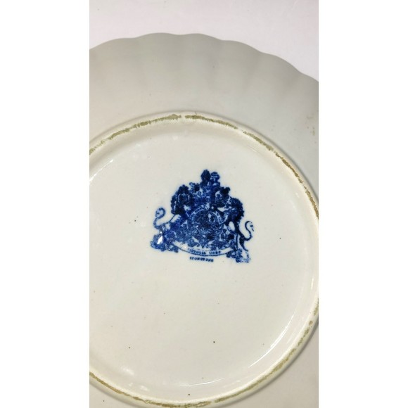 Victoria Ware Ironstone Flow Blue 12 in plate scalloped rim Colonial Town scene - Picture 2 of 5